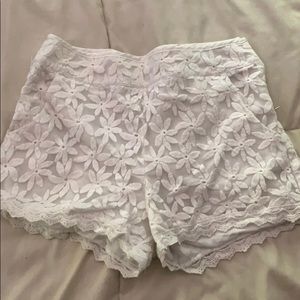 White Flowery Shorts